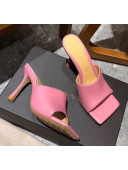 Bottega Veneta Square Sole Leather Sansals with 9cm Heel Pink 2019