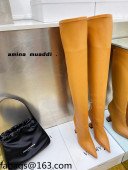 Amina Muaddi Calfskin Over-Knee High Boots 9.5cm Tan Brown 2021 111210