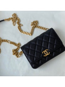 Chanel Grained Calfskin & Gold-Tone Metal Clutch with Chain AP2333 Black 2021