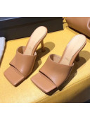 Bottega Veneta Square Sole Leather Sansals with 9cm Heel Brown 2019