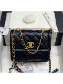 Chanel Quilted Lambskin Small Flap Bag with Metal Button AS2054 Black 2020