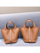Hermes Picotin Lock 18cm/22cm in Clemence Leather with Silver/Gold Hardware Caramel Brown(All Handmade)