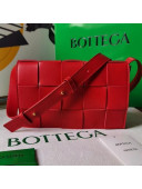 Bottega Veneta Cassette Small Crossbody Messenger Bag in Maxi Weave Red 2021