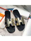 Hermes Oran Classic Calfskin Flat Slide Sandal Gold 2021 04