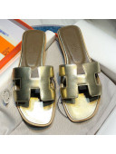 Hermes Oran Classic Calfskin Flat Slide Sandal Gold 2021 17