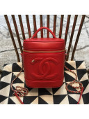 Chanel CC Lambskin Vanity Case Top Handle Bag Red 2019
