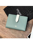 Celine Grained Calfskin Medium Strap Multifunction Wallet Light Green/White
