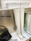 Amina Muaddi Calfskin Over-Knee High Boots 9.5cm White 2021 111215