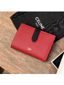 Celine Grained Calfskin Medium Strap Multifunction Wallet Red/Black