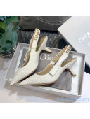 Dior J'Adior Slingback Pump With Metal Charm and 6.5cm Heel White 2021