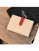 Celine Grained Calfskin Medium Strap Multifunction Wallet Light Pink/Red