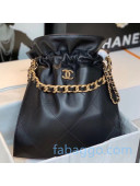 Chanel Quilted Calfskin Drawstring Small Shopping Bag AS2169 Black 2020