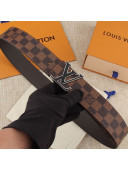 Louis Vuitton LV Initials Damier Ebene Canvas Reversible Belt 40mm with LV Buckle 2019