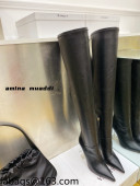 Amina Muaddi Calfskin Over-Knee High Boots 9.5cm Black 2021 111218