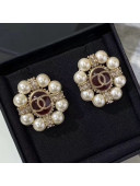 Chanel Pearl Stud Earrings 04 Red 2019