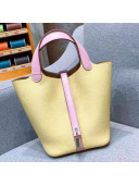 Hermes Picotin Lock 18cm/22cm in Clemence and Swift Leather with Silver Hardware Yellow/Pink (All Handmade)