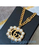 Gucci Pearl Double G Long Necklace Gold 2020