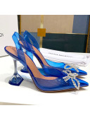 Amina Muaddi PVC Bow Sandals 10cm Blue 2021