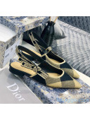 Dior J'Adior Slingback Ballerina Flat in Check'N'Dior Embroidered Cotton Black/Beige 2021