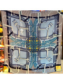 Hermes Silk and Cashmere Square Scarf 140x140cm H2080803 Blue/Black 2020