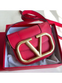 Valentino Supervee Calfskin Maxi-Logo Crossbody Bag 1011S Red/Gold 2020