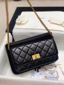 Chanel Quilted Leather 2.55 Wallet on Chain WOC Black 2020