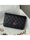 Chanel Grained Calfskin Wallet on COCO Chain WOC AP2298 Black 2021