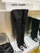Amina Muaddi Lycra Over-Knee High Boots 9.5cm with Crystal Charm Black 2021