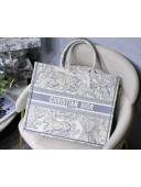 Dior Large Book Tote Bag in Light Blue Toile de Jouy Embroidery 2021