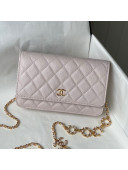 Chanel Grained Calfskin Wallet on COCO Chain WOC AP2298 Light Pink 2021