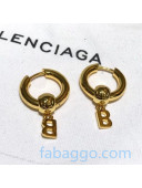 Balenciaga B Hoop Short Earrings Gold 2020