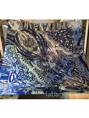 Hermes Silk and Cashmere Square Scarf 140x140cm H2080807 Blue 2020
