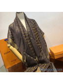 Louis Vuitton Wool & Silk Monogram Scarf 140x140cm Deep Coffee/Gold 2020