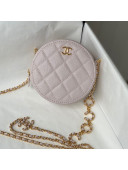 Chanel Grained Calfskin Round Clutch with COCO Chain Light Pink 2021