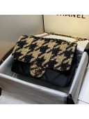Chanel Quilted Calfskin and Houndstooth Tweed Medium Flap Bag AS1154 Black/Gold 2019