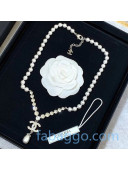 Chanel Crystal Pearl Necklace Silver/White 2020