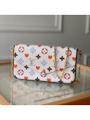 Louis Vuitton Pochette Félicie Chain Clutch Mini Bag in Rainbow Monogram Flower White Canvas M80232 2020