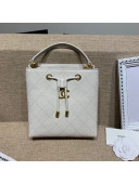Chanel Drawstring Bucket Top Handle Bag in Grained Calfskin AS0310 White 2019