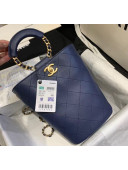 Chanel Calfskin Bucket Backpack With Round Handle AS1362 Blue 2020