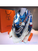 Hermes Silk and Cashmere Square Scarf 140x140cm H2080812 Blue 2020