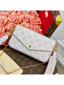 Louis Vuitton Pochette Félicie Chain Clutch Mini Bag in White Monogram Canvas M61276 2020
