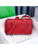 Bottega Veneta Cassette Small Crossbody Messenger Bag in Maxi-Woven Lambskin Red 2020