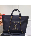 Chanel Deauville Grained Calfskin Large Shopping Bag A57067 Black/Gold 2019