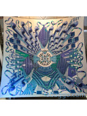 Hermes Silk and Cashmere Square Scarf 140x140cm H2080814 White/Blue 2020