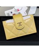 Chanel Iridescent Grained Calfskin Card Holder AP0342 Yellow 2019
