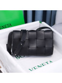Bottega Veneta Cassette Small Crossbody Messenger Bag in Maxi-Woven Lambskin Black/Silver 2020