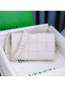 Bottega Veneta Cassette Small Crossbody Messenger Bag in Maxi-Woven Lambskin White 2020