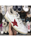 Golden Goose Ball Star Sneakers in Shearling and Calfskin White/Red 2020