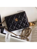 Chanel Quilted Lambskin Waist Bag With Metal Ball AP1465 Black 2020