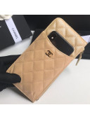 Chanel Iridescent Quilted Grained Calfskin Classic Pouch for iPhone AP0225 Beige 2019